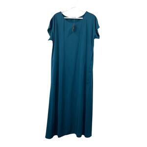 PureJill long tunic t-shirt maxi dress in turquoise blue color Size M